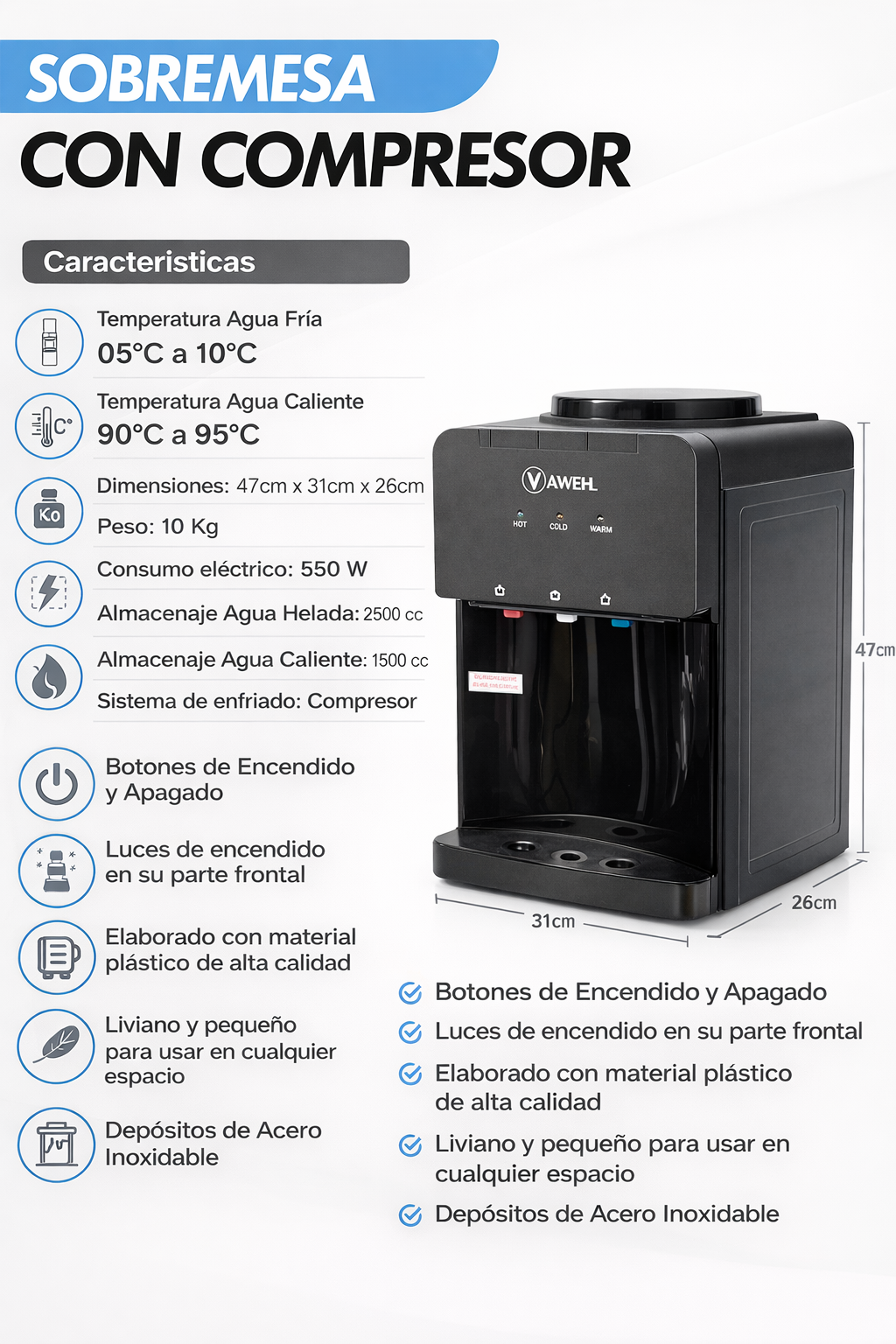 💧🔥 LiquidLife Vital Hub™ | Dispensador de Agua Frío & Calor con Compresor Sobremesa | Acceso Exclusivo a Círculo Vital 🎁✨